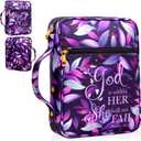 Bible Cover for Women, Bible Holder, Bible Cover Carrier Carrying Organizer Bag, God is Within Her She Will Not Fall, Zipper and Pockets for Standard Size Bible, Gift for Women(Pink1)