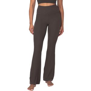 Sunzel Mini Flare Leggings for Women, High Waist Yoga Pants with Tummy Control, Casual Gym Workout Bootcut Leggings (X-Small, Seal Brown)
