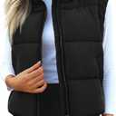 Cityork Women's Puffer Vest Lightweight Sleeveless Winter Outerwear Full Zipper Warm Padded Gilet Jacket Coat with Pockets (Black, XL)