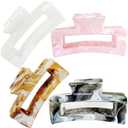 Marble Square Claw Clips Cellulose Acetate Rectangle Hair Claws Women Girls Tortoise Thick Hair Clips Resin French Barrettes Curly Straight Hair Basic Acrylic Side Clip Hair Accessories