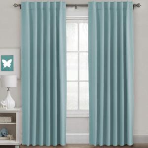H.VERSAILTEX Blackout Curtains Thermal Insulated Window Treatment Panels Room Darkening Blackout Drapes for Living Room Back Tab/Rod Pocket Bedroom Draperies (2 Panels, Mineral Blue, 52 x 84 Inch)