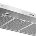 VIKIO HOME Under Cabinet Range Hood 36 Inch, 1200 CFM Dual-Motor Kitchen Vent with LED Lights, Button Control, Ducted Vent Hood, Reusable 5-Layer Aluminum Filters, Stainless Steel