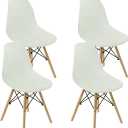 Dining Room Chair Covers Slipcovers Set of 4, Shell Chair Cover Velvet for Mid Century Modern Chair, Armless Chair Cover Lounge for Kitchen, Dining, Living Room Side Chairs Ivory