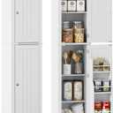 Function Home Tall Bathroom Storage Cabinet, 64" Slim Kitchen Pantry with Door Storage, Narrow Wood Freestanding Cabinets with Adjustable Shelves for Kitchen Living Room Dining Room, White