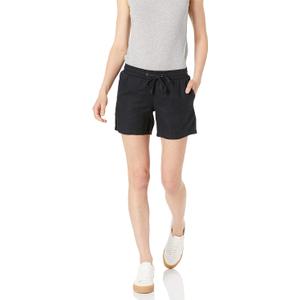 Amazon Essentials Women's 5" Inseam Drawstring Elastic Waist Linen Blend Summer Shorts, Black, 2X