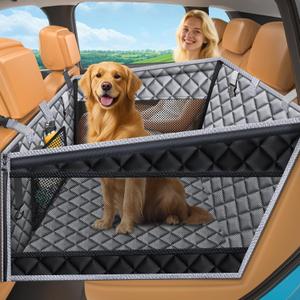 URPOWER Hard Bottom Dog Car Seat for Large Medium Dogs, Dog Back Seat Extender with 3-Sided Hard Boards, Waterproof Pet Backseat Cover Dogs Hammock for Large Cars, Trucks and SUVs, Holds up to 200 lbs