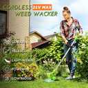Electric Weed Wacker Cordless,3 in 1 Weed Eater Battery Powered Brush Cutter String Trimmer Edger,with 2 * 2000mAh Battery and Charger Metal Blade,Stringless Weed Trimmer for Garden and Yard Lawn