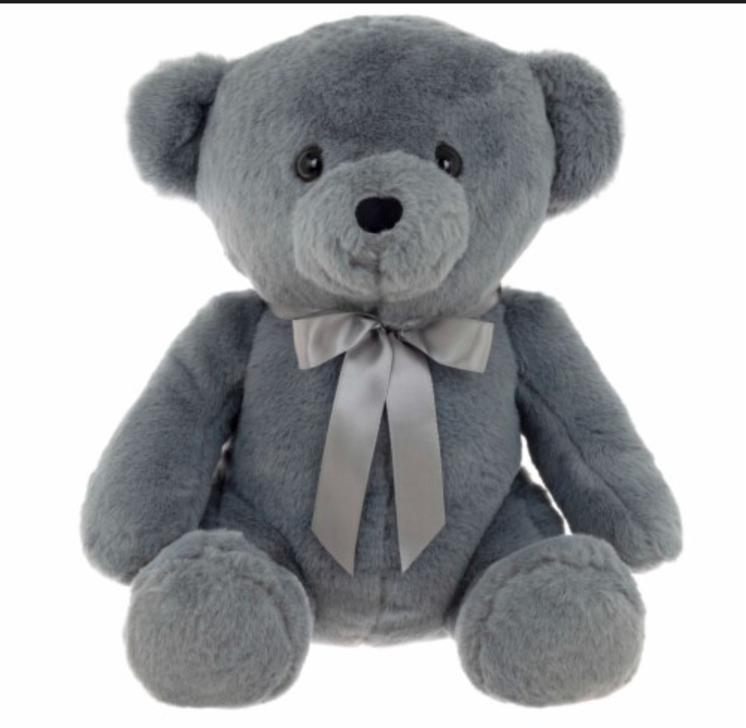 Plush Grey Teddy Bear 14 inch Holiday Home Sitting Stuffed