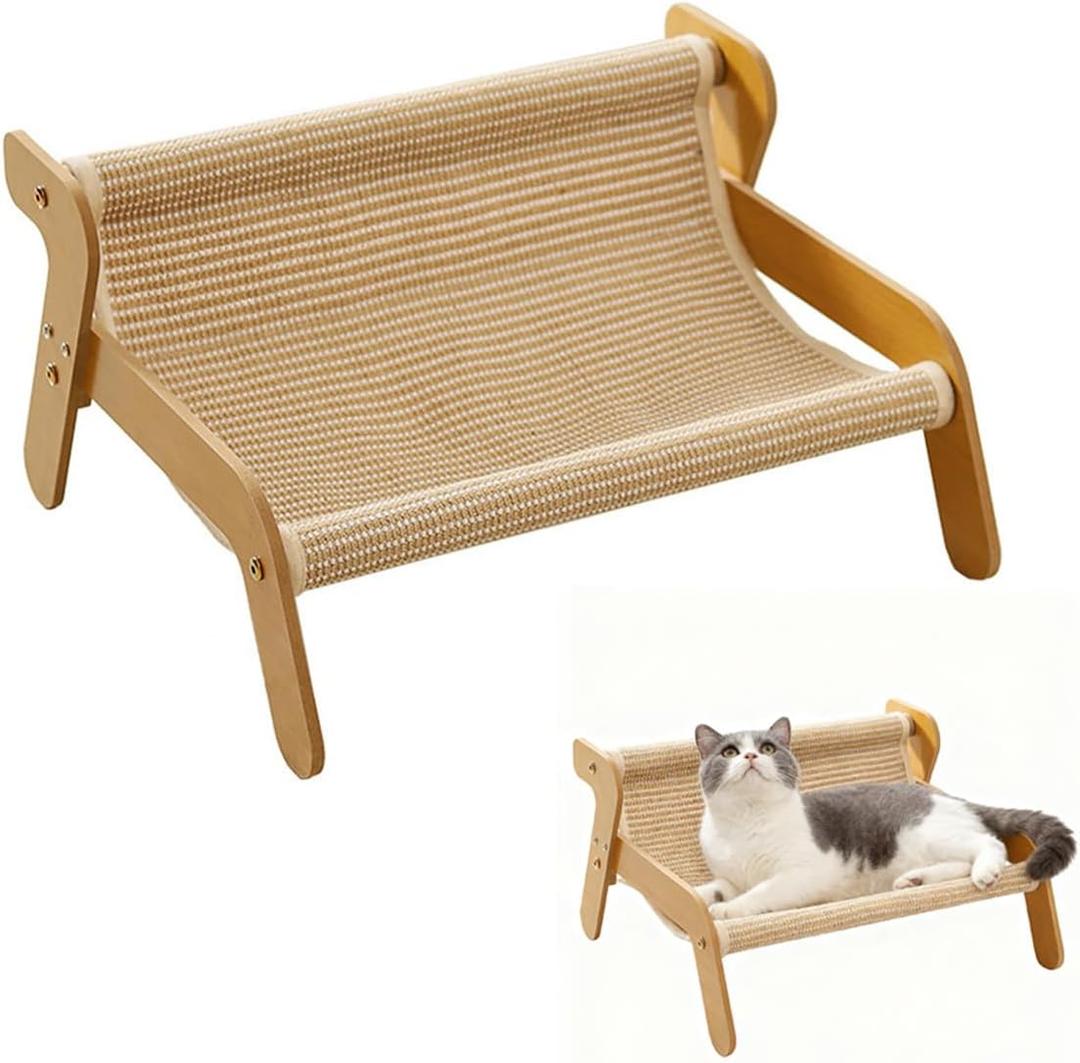 FTKV Cat Hammock, 2-in-1 Cat Scratch Pad and Cat Couch for Most Cats, Sisal Cats Scratcher Bed for Home Indoor, Cat Hammock Gifts for Cats