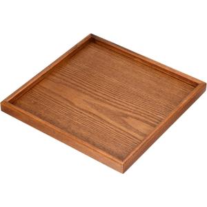 PATIKIL Wood Serving Tray 12 Inch, Square Decorative Platter for Home Decor Kitchen Table Candle Holder, Brown (12" x 12" x 0.9")