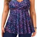 Aqua Eve Plus Size Tankini with Shorts - Two Piece Swimsuit Tummy Control Bathing Suit Flowy Swimwear 2026, 18 Plus, Starry Sky