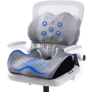 X Large Memory Foam Seat Cushion Lumbar Support Pillow for Sciatica & Tailbone Pressure Relief Coccyx Pad for Office Chair, Car,Wheelchair,Home,Office (Gray)