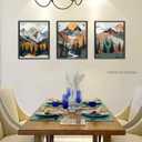 Mountain Canvas Wall Art Set of 3, Boho Sun Forest Abstract Nature Landscape Artwork Wall Decor, Watercolor Posters Prints Painting Picture Artwork for Living Room Bedroom Office 12 x16 In Unframed