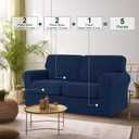 CHUN YI 5 Piece Loveseat Covers, Stretch Couch Covers for 2 Cushion Couch with Separate Backrest and Cushion Covers, Anti-Slip Washable Furniture Protector for Dogs Pets (Medium, Dark Blue)