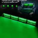 HLauto 6Z4J Emergency Dash Strobe Lights: 2x16.8 inch Green Safety Lights, 48 LED Flashing Warning Hazard Interior Windshield Visor Traffic Light Bar for Trucks, Construction Vehicles