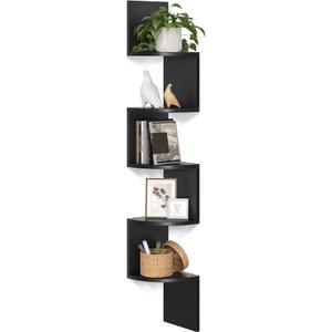 LuiceABC Corner Shelf Wall Mount, 5 Tier Corner Floating Shelf for Home, Bedroom, Office, Bathroom, Living Room Decorative (Black)