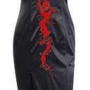 Womens Chinese Clothing Gothic Dress Cheongsam Dresses Vintage Black Slit Hem Sexy Evening Dress (Medium)