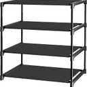 Chasinglee Shoe Rack,4 Tier Shoe Organizer,Closet Organizers and Storage,Entryway Shoe Storage,Storage and Organization Metal Organiser with Dustproof and Waterproof Sheet（Black）