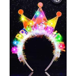 Light Up Birthday Crown Headband Happy Birthday Hats Party Festival Hair Accessories for Women (One Size, 1-multicolor)