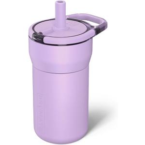 BrMate Leap 12oz 100% Leakproof Kids Tumbler with Handle and Silicone Soft Straw | Durable Drop Resistant Silicone Sleeve | Made of Insulated Stainless Steel | Cup Holder Friendly | 12oz (Lavender)