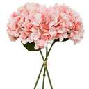 Mandy's 3 Stems Light Pink Artificial Hydrangea Flowers – 13.7” Realistic Silk Bouquet for Centerpieces Easter, Wedding & Home Decor