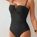 Eomenie Women's Push Up Wrap Front Swimsuit One Piece Tummy Control Bathing Suits Bandeau Support Slimming Swimwear, Size XL
