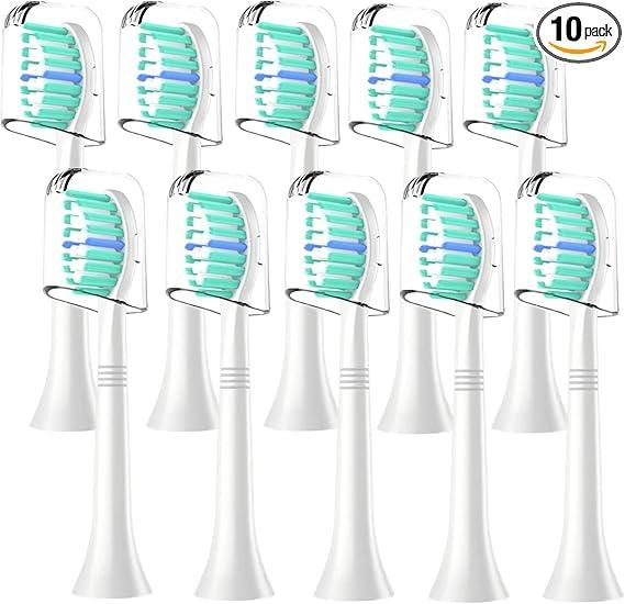 WEQNNM Replacement Toothbrush Heads Compatible with Philips Sonicare:10 Pack Professional Electric Brush Heads for 4100 6100 &More Snapon Handles
