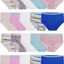 Fruit of the Loom Girls' Cotton Brief Underwear, Multipack (6, Brief - 20 Pack - White/Stripes/Animal Print)