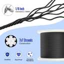 BLIKA 600FT 1/8" Black Stainless Steel Cable, T316 Marine Grade