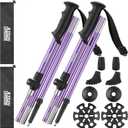 AISUNOURDOOR Lightweight Adjustable Trekking Poles, Aluminum Collapsible Travel Hiking or Walking Sticks for Women Children, with One Disposable Raincoat (Purple)
