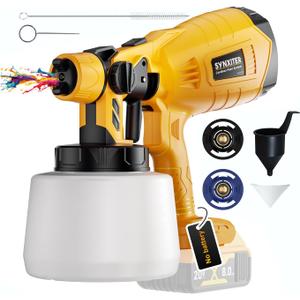 Cordless Paint Sprayer for Dewalt Battery - 20V MAX HVLP Spray Paint Gun with Brushless Motor and Copper Nozzle or Professional House Painting, Furniture, and Interior Use (Yellow/Not Include Battery)