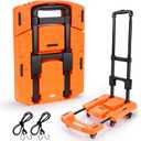 Folding Hand Truck500lbs, Portable Heavy Duty Dolly Cart, 6 Wheels Collapsible Luggage Cart with 2 Elastic Ropes - Compact Trolley Cart for Easy Moving - Ideal Hand Cart for Travel and More (17, Orange)