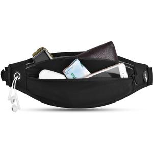 Running Belt Fanny Pack, Running Waist Pack for Women & Men USA Patented Hands-Free Reflective Runner Pouch Belt Fitness Workout Bag No-Bounce Adjustable Sport Travel Fanny Pack Cell (Black)