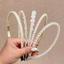 WOVOWOVO 5 Pcs Pearl Headbands for Women Non Slip White Pearl Hairbands Fashion Bridal Headband for Wedding Party Pearls Hair Accessories for Girls