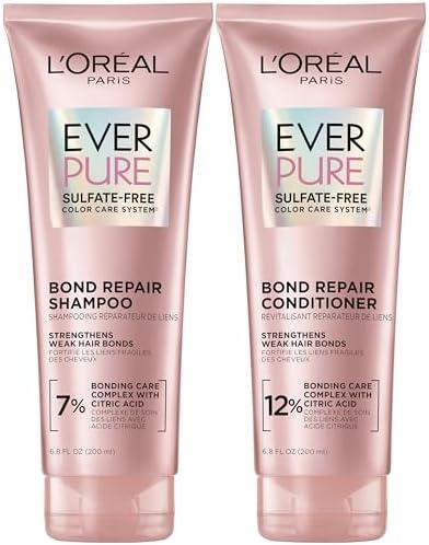 L'Oreal Paris EverPure Sulfate-Free Vegan Hair Care Kit - Shampoo and Conditioner to Strengthen and Repair Hair Bonds