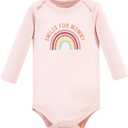 Hudson Baby baby-girls Cotton Long-sleeve Bodysuits 3-pack (3-6 Months, Sunshine Rainbows)