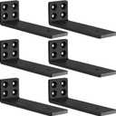 MLOQI 6 Black Pack Heavy Duty Shelf Brackets, L Brackets for Shelves, Brackets for Wood Shelve, 5mm Thick Floating Shelf Bracket Up to 50KG Capacity (8Inch)