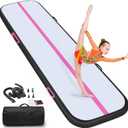 Air Tumble Track Mat, 6.6ft/10ft/13ft/16ft/20ft Inflatable Tumbling Track Mat for Gymnastics, 4/8in Thickness Gym Mats for Home Use/Training/Cheerleading/Yoga/Water with Electric Pump (Black-Pink)