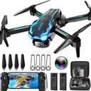 2K HD FPV Drone with Camera for Adults - Altitude Hold, One-Key Takeoff/Landing, 3 Speed Modes, Headless Mode, 2 Batteries, Foldable & Portable, Best Gifts for Beginners, Teen Boys & Girls (BlackBlue)
