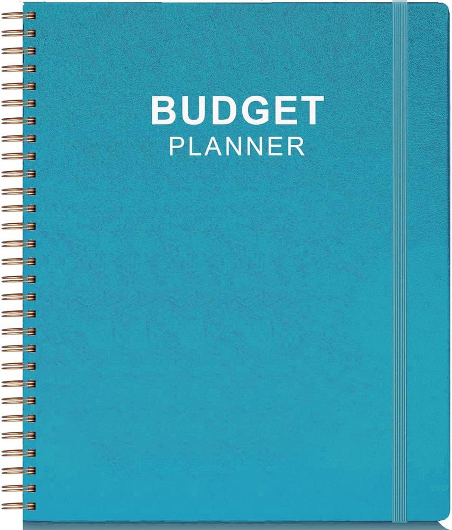 Budget Planner & Monthly Bill Organizer with Pockets. Expense Tracker Notebook, Budgeting Journal and Financial Planner Budget Book to Control Your Money, PU Leather Cover, 8" x 9.5"  Blue