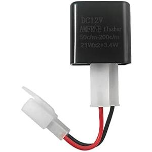 AMFRNE Adjustable 2-Pin Electronic LED Flasher Relay for Motorcycles Fix Turn Signal Hyper Flash, 2 Pin Adjustable Flash Rate Flasher Relay Wiring Connectors Kit for Bike Scooter, Direct Replacement