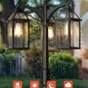 Outdoor Lamp Post Motion Sensor, Dusk to Dawn Pole Lights 3-Head, Classic Black 360Detection Waterproof Anti-Rust Aluminum Street Lighting for Yard Backyard Patio Driveway, 87.5in
