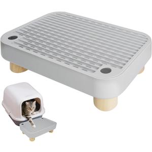 Automatic Litter Box Step with Wooden Top  Removable, Waterproof & Non-Slip Step, Easy Clean Pet Supplies for Cats & Kittens