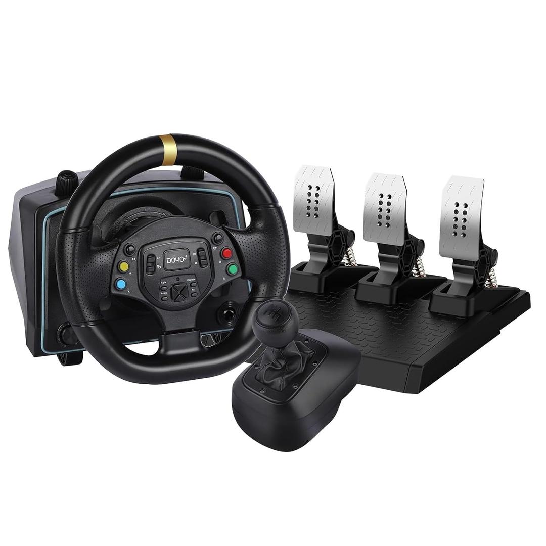 DOYO Racing Wheel with 1080 Rotation, Hall Effect Pedals, 6-Speed Shifter & Dual Vibration for Xbox Series X|S, Xbox One, PS4, PC, Nintendo Switch, Android