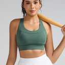 RUNNING GIRL Sports Bra for Women High Support,Criss-Cross Back Strappy Sports Bra Moulded Cup High Impact Workout Top(WX3066_Ash Green_M) (Green, M)