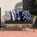Adabana Outdoor Waterproof Throw Pillow Covers 18x18 Inch Navy Blue and White Modern Geometric Decorative Pillows Cover Set of 4 for Patio Garden Porch