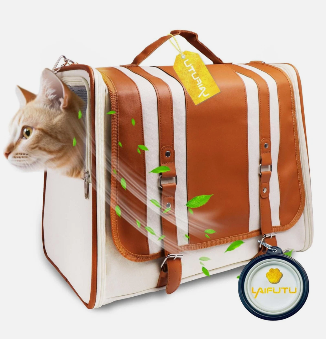 Cat Carrier Maximum Load Capacity 14KG, Soft with Warm Blanket Foldable Bowl