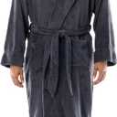 Fruit of the Loom Men's Solid Plush Fleece Robe (Grey)