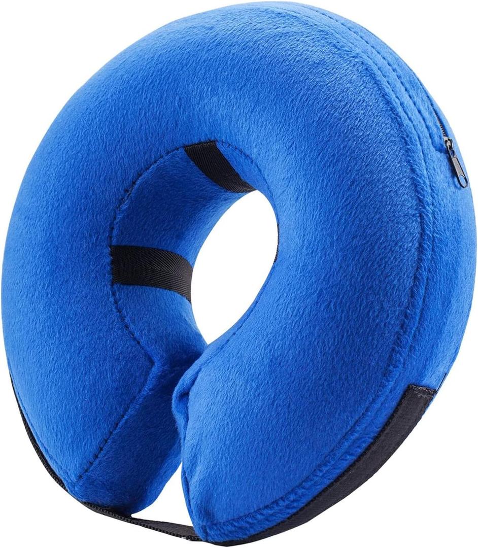 BENCMATE Inflatable Dog Cone Collar Alternative, Soft Dog Cone for Dogs and Cats, Neck Recovery ECollar Donut Collar After Surgery (Medium+, Blue)