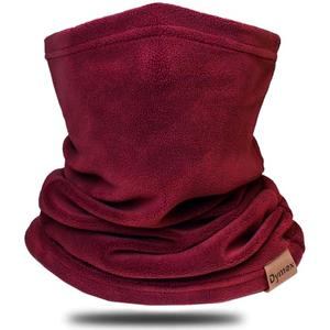 Neck Warmer Gaiter Winter Fleece Neck Cover Balaclava Windproof Face Cover Mask for Ski Motorcycle (Dark Red, 1)